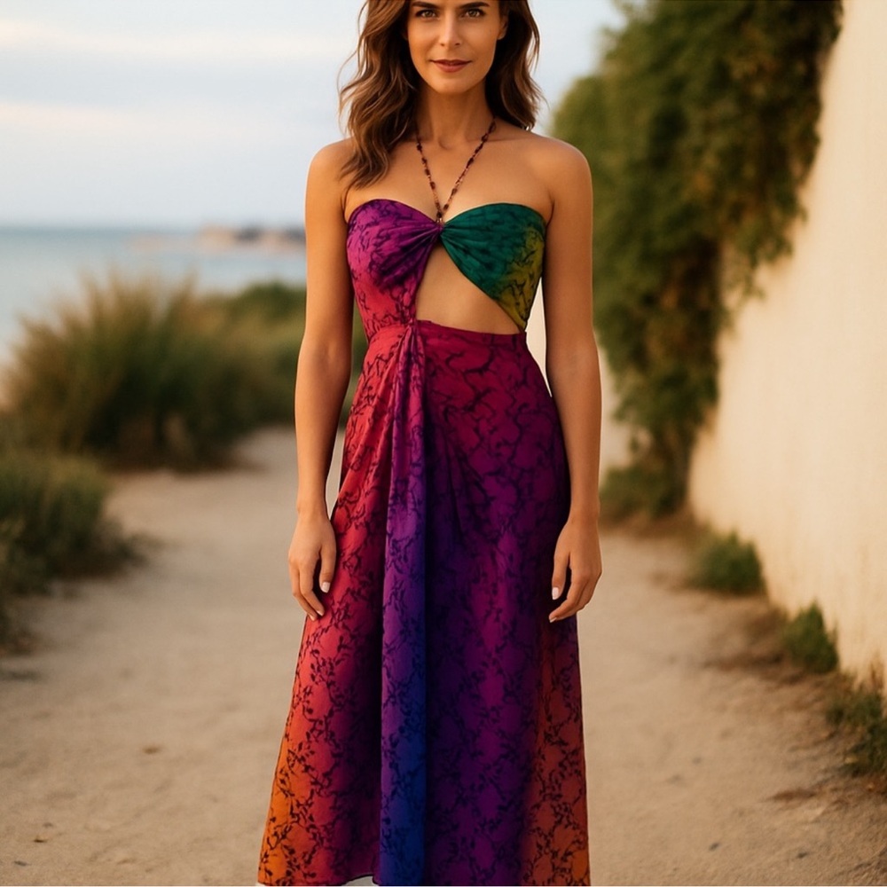 KURT GEIGER GRADIENT CUTOUT DRESS SWIM COVER UP SIZE L MSRP $180.00 NWT